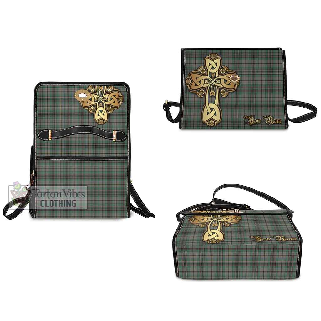 Tartan Vibes Clothing Craig Tartan Waterproof Canvas Bag Golden Thistle Celtic Cross Style