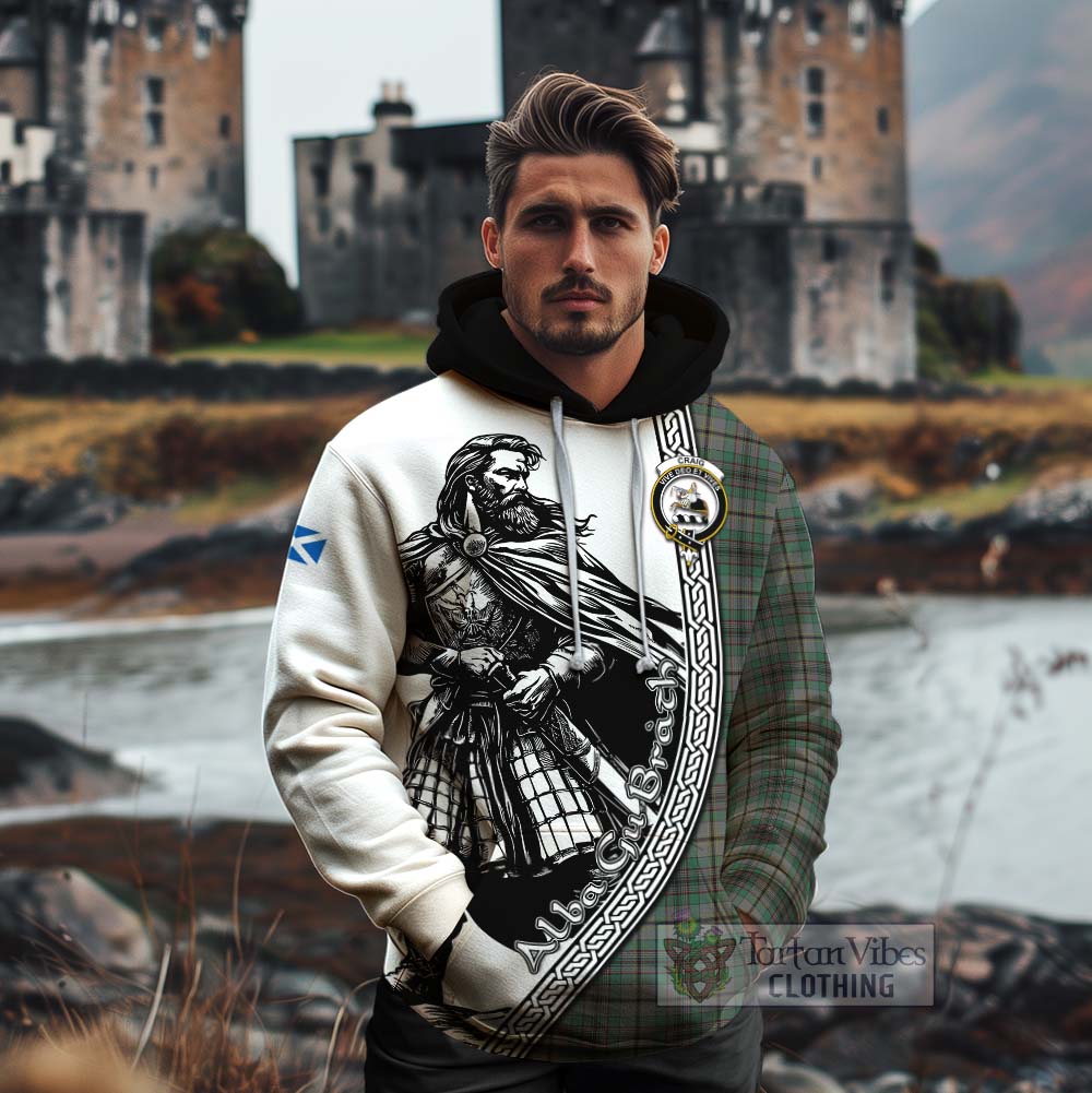 Tartan Vibes Clothing Craig Tartan Clan Crest Cotton Hoodie with Highlander Warrior Celtic Style