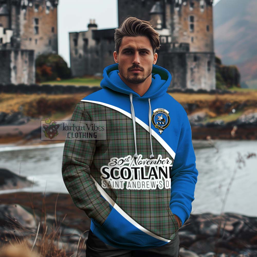 Tartan Vibes Clothing Craig Family Crest Tartan Cotton Hoodie Celebrate Saint Andrew's Day in Style