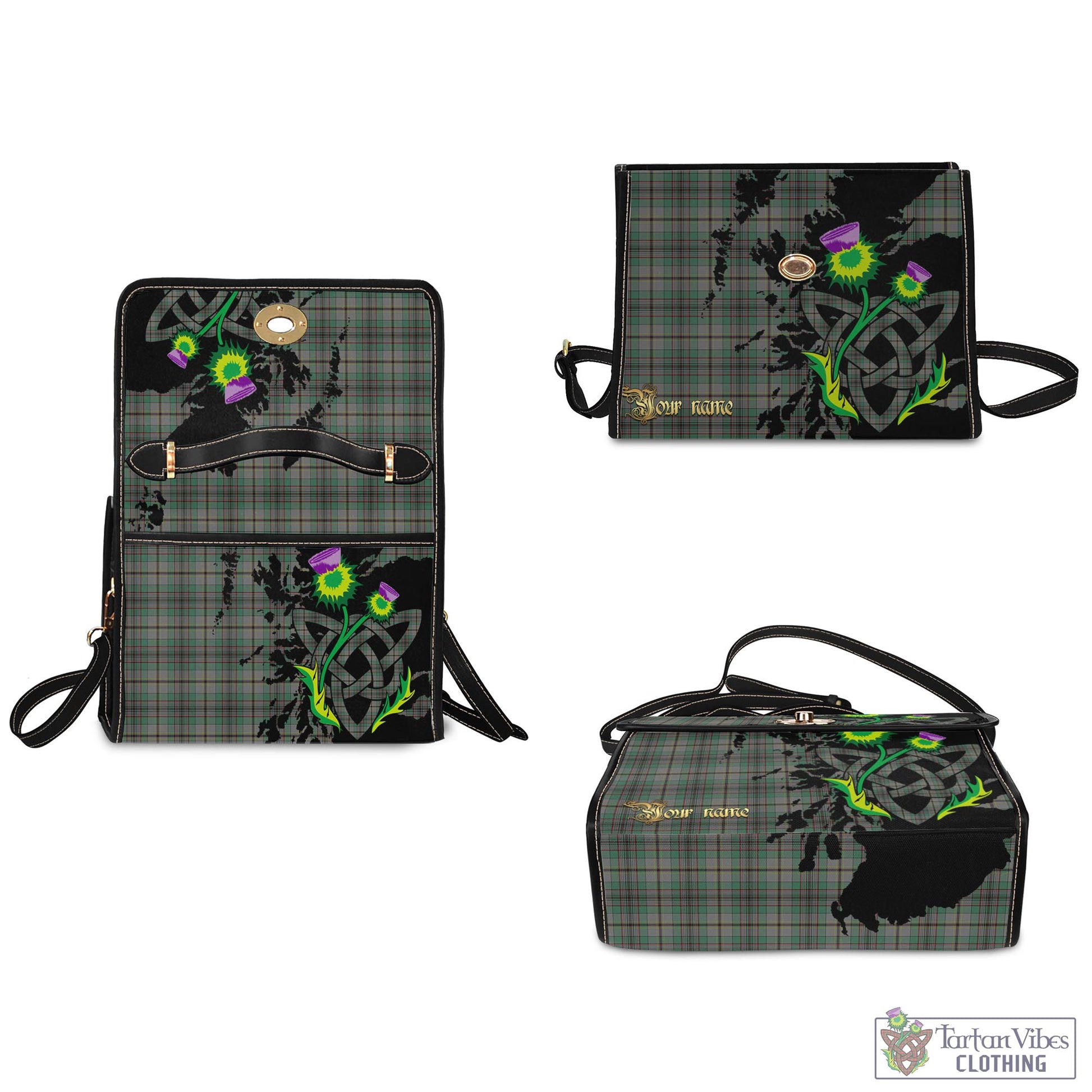 Tartan Vibes Clothing Craig Tartan Waterproof Canvas Bag with Scotland Map and Thistle Celtic Accents