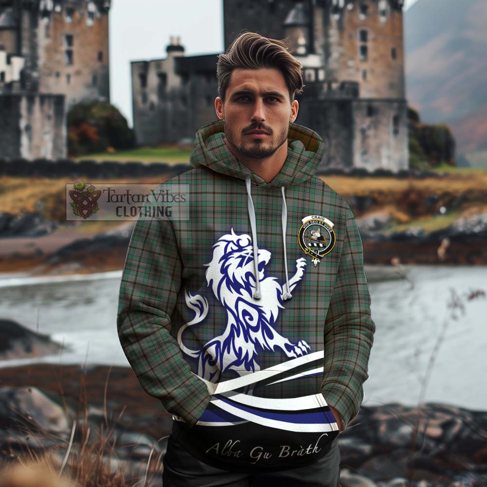 Tartan Vibes Clothing Craig Tartan Cotton Hoodie with Alba Gu Brath Regal Lion Emblem