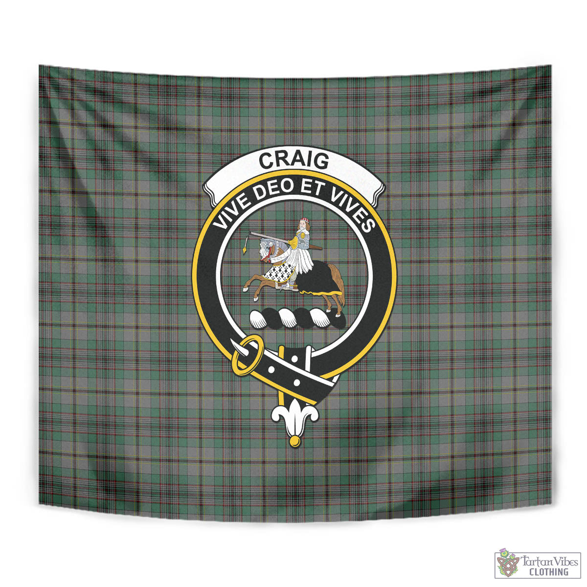 Tartan Vibes Clothing Craig Tartan Tapestry Wall Hanging and Home Decor for Room with Family Crest