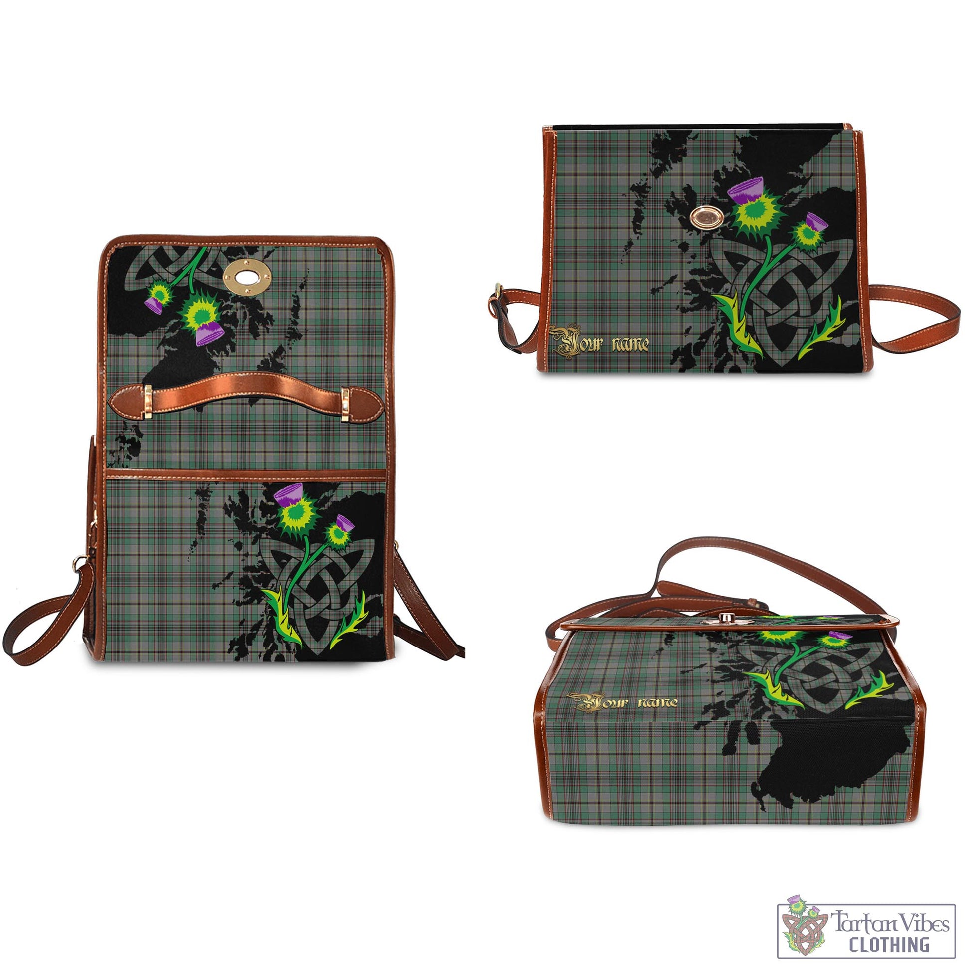 Tartan Vibes Clothing Craig Tartan Waterproof Canvas Bag with Scotland Map and Thistle Celtic Accents