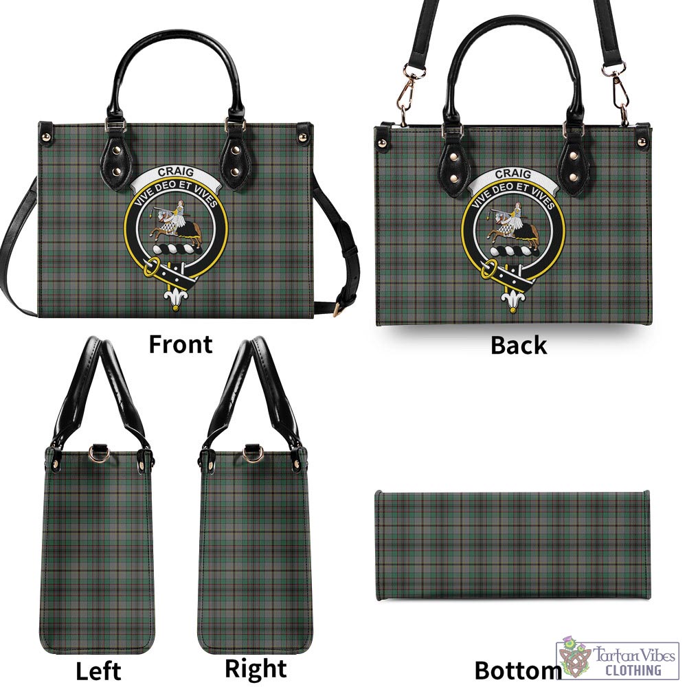 Tartan Vibes Clothing Craig Tartan Luxury Leather Handbags with Family Crest