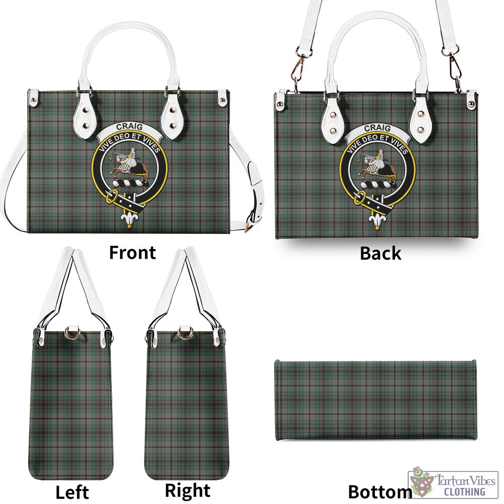 Tartan Vibes Clothing Craig Tartan Luxury Leather Handbags with Family Crest