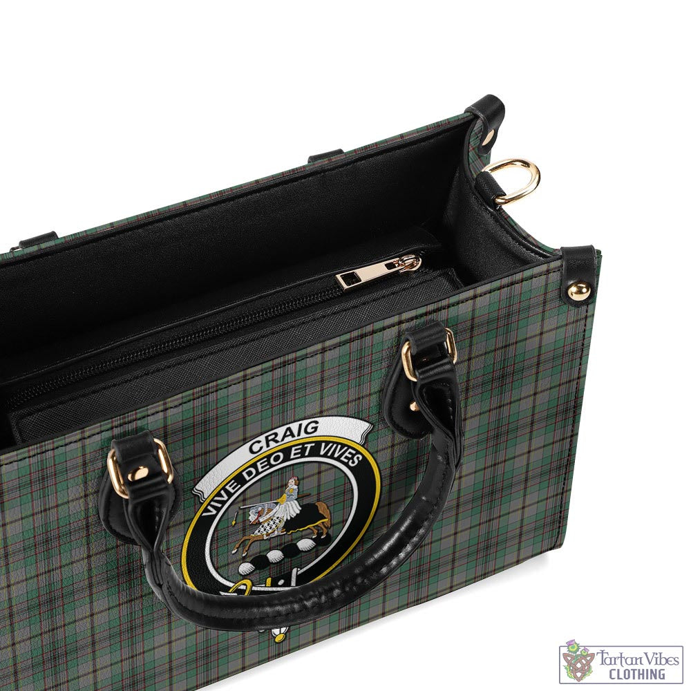 Tartan Vibes Clothing Craig Tartan Luxury Leather Handbags with Family Crest