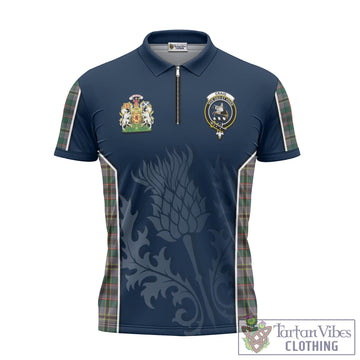 Craig Ancient Tartan Zipper Polo Shirt with Family Crest and Scottish Thistle Vibes Sport Style