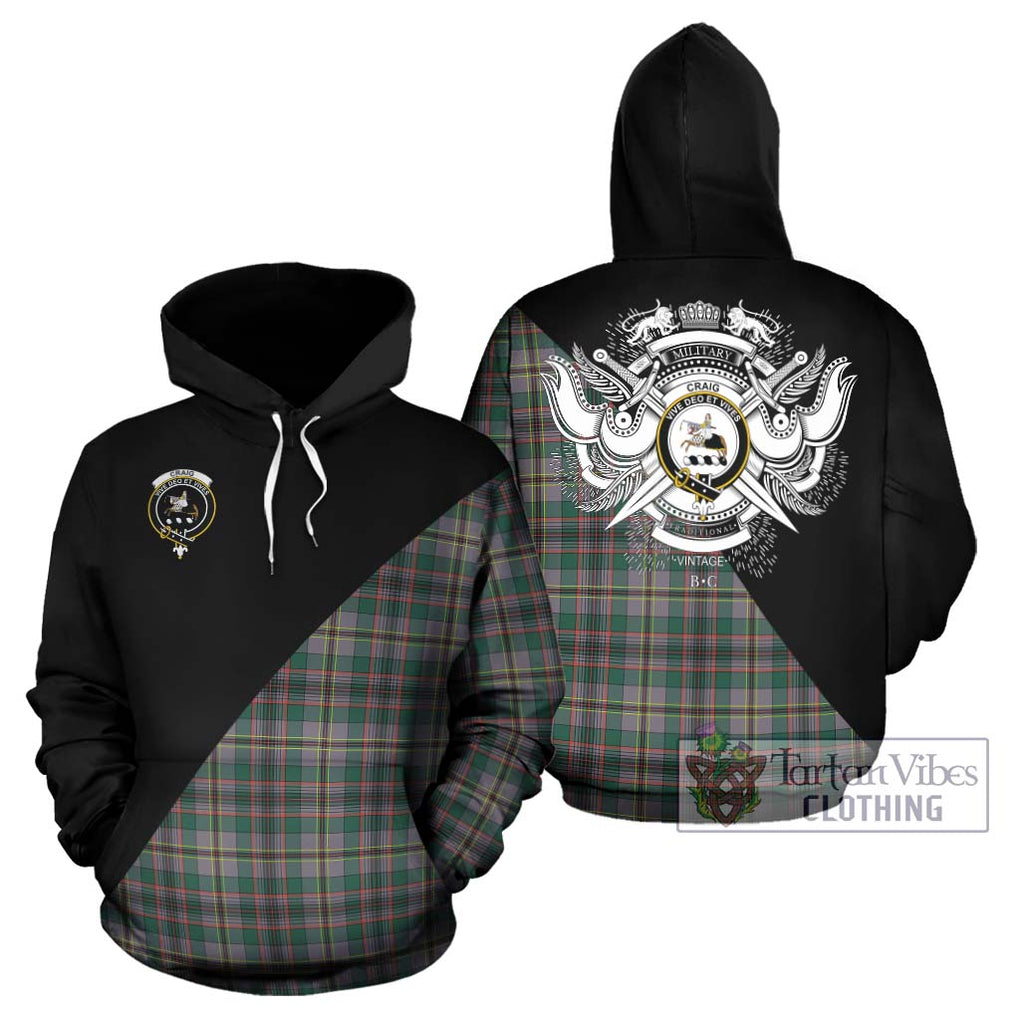 Craig Ancient Tartan Hoodie with Family Crest and Military Logo Style Zip Hoodie - Tartanvibesclothing Shop