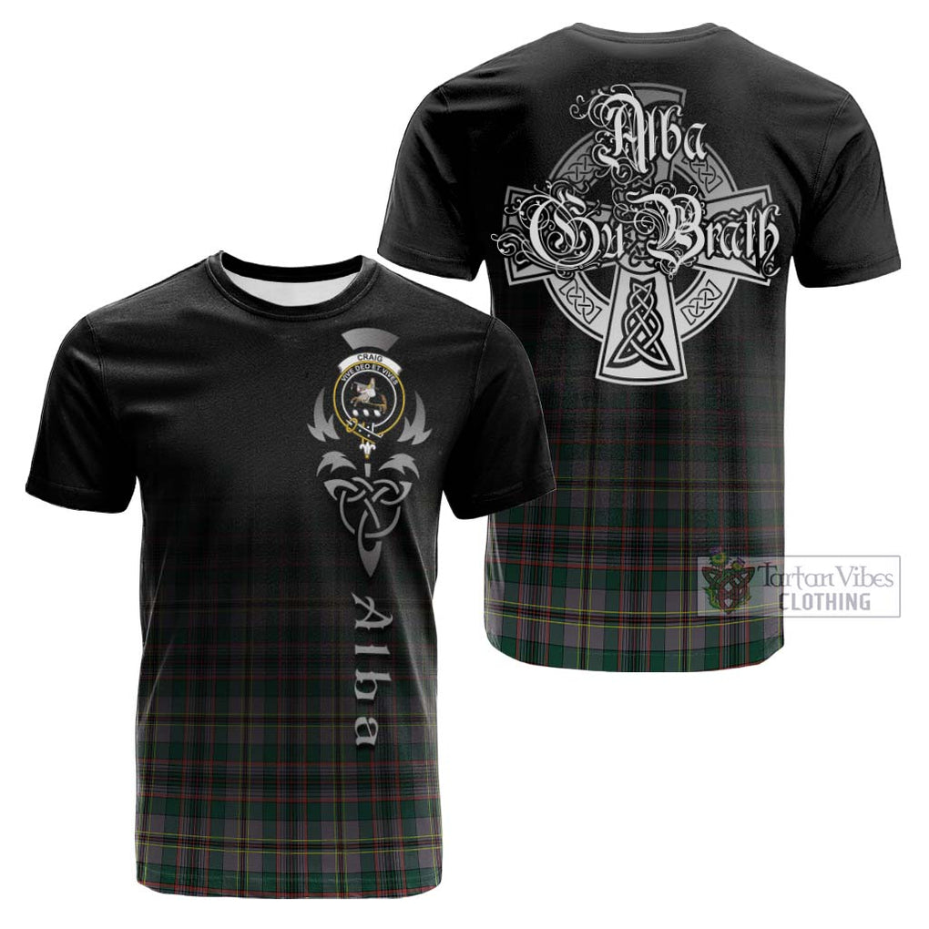 Tartan Vibes Clothing Craig Ancient Tartan Cotton T-shirt Featuring Alba Gu Brath Family Crest Celtic Inspired