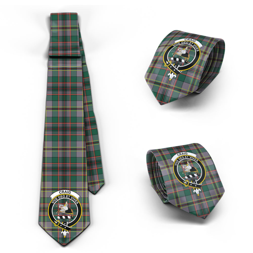 Craig Ancient Tartan Classic Necktie with Family Crest Necktie One Size - Tartan Vibes Clothing