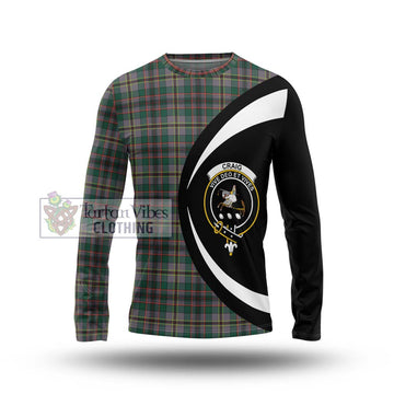 Craig Ancient Tartan Long Sleeve T-Shirt with Family Crest Circle Style