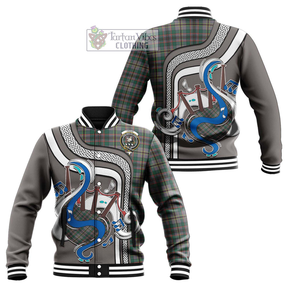 Tartan Vibes Clothing Craig Ancient Tartan Baseball Jacket with Epic Bagpipe Style