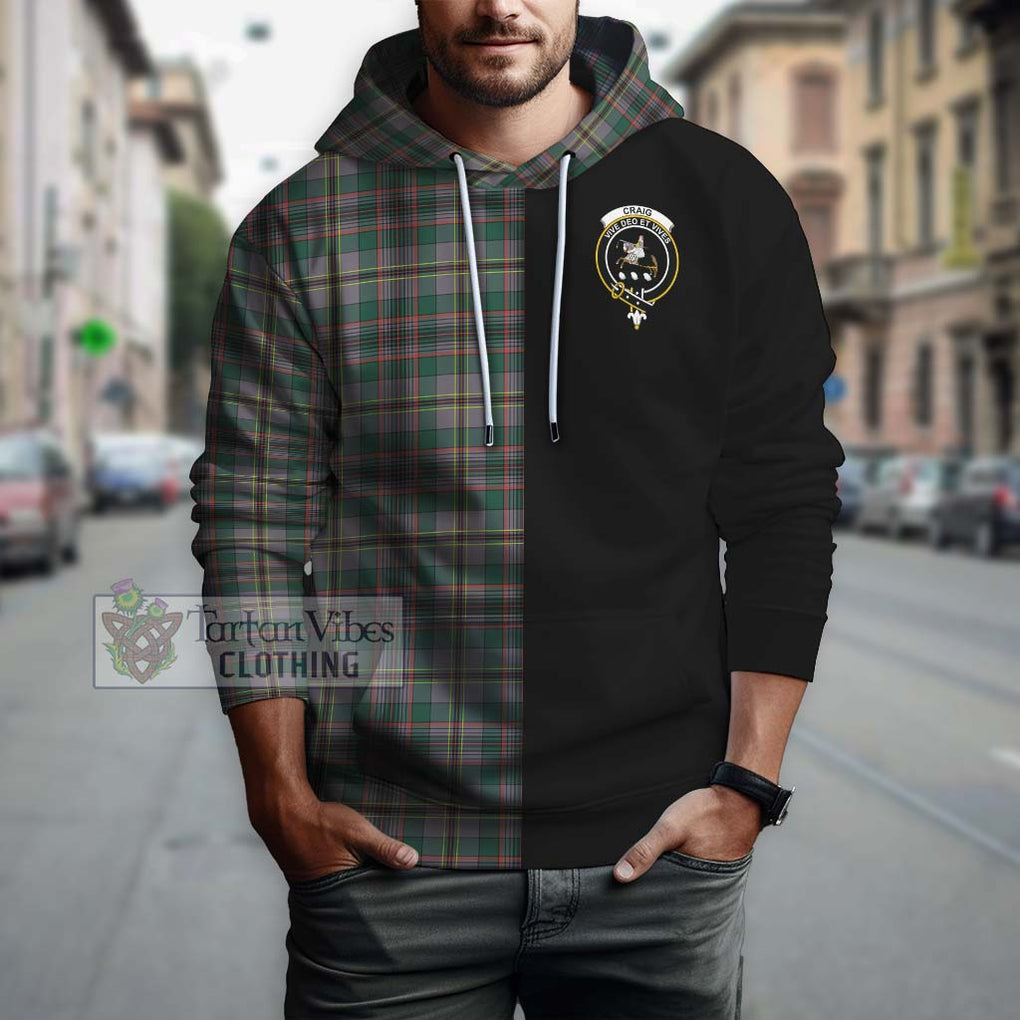 Craig Ancient Tartan Hoodie with Family Crest and Half Of Me Style Zip Hoodie - Tartanvibesclothing Shop