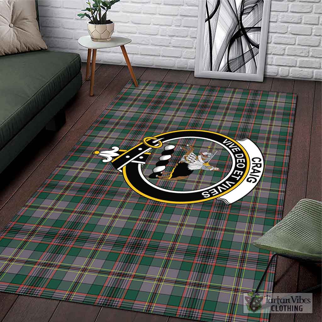 Tartan Vibes Clothing Craig Ancient Tartan Area Rug with Family Crest