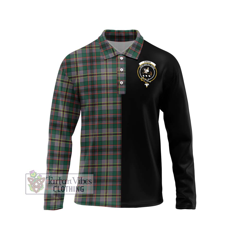 Craig Ancient Tartan Long Sleeve Polo Shirt with Family Crest and Half Of Me Style Unisex - Tartanvibesclothing Shop