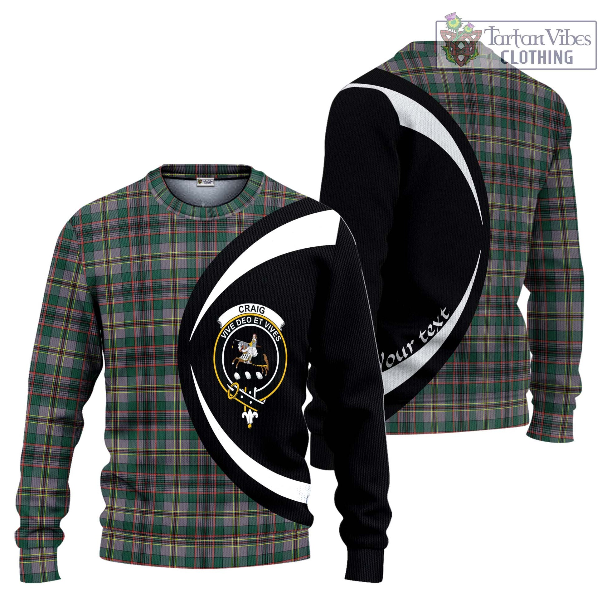 Craig Ancient Tartan Ugly Sweater with Family Crest Circle Style Unisex - Tartan Vibes Clothing