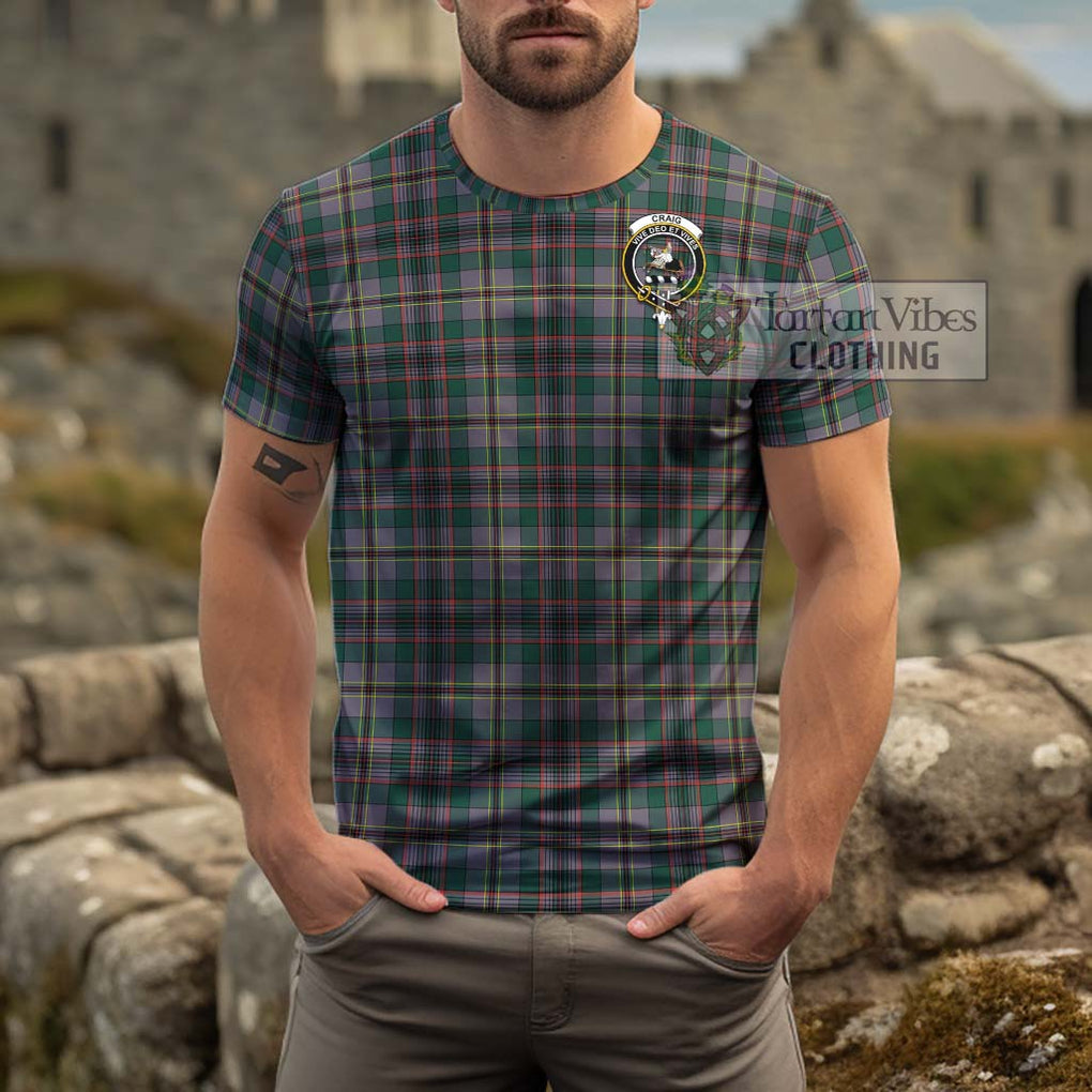 Craig Ancient Tartan Cotton T-Shirt with Family Crest Men's Shirt - Tartanvibesclothing Shop