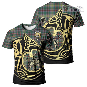 Craig Ancient Tartan T-Shirt with Family Crest Celtic Wolf Style