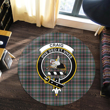 Craig Ancient Tartan Round Rug with Family Crest