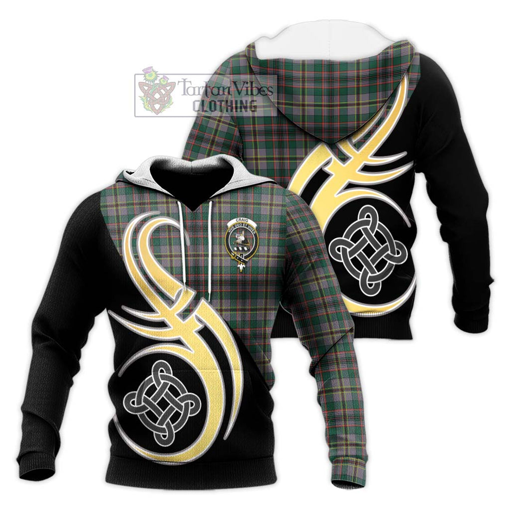 Craig Ancient Tartan Knitted Hoodie with Family Crest and Celtic Symbol Style Unisex Knitted Pullover Hoodie - Tartan Vibes Clothing