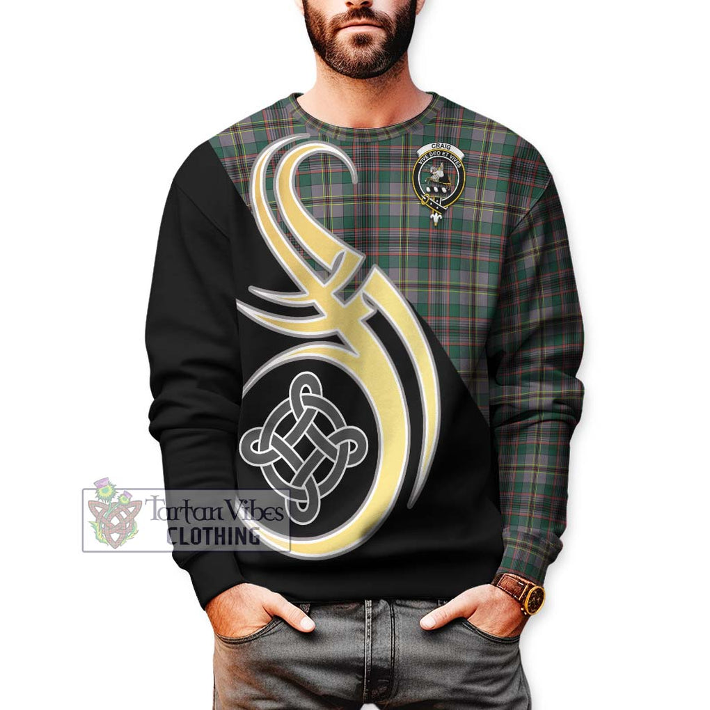 Craig Ancient Tartan Sweatshirt with Family Crest and Celtic Symbol Style Unisex - Tartan Vibes Clothing