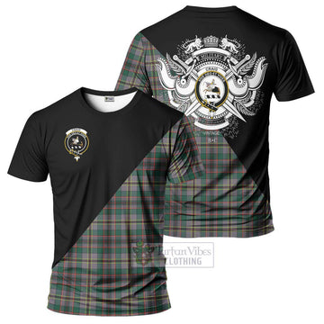 Craig Ancient Tartan T-Shirt with Family Crest and Military Logo Style