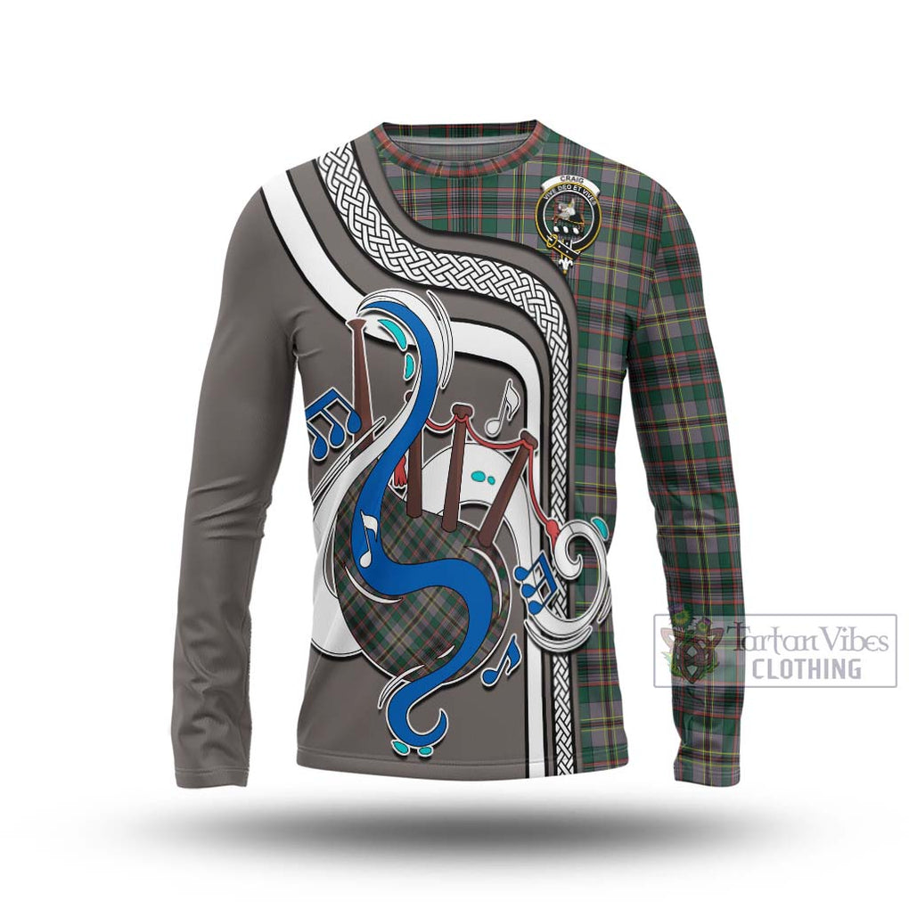 Tartan Vibes Clothing Craig Ancient Tartan Long Sleeve T-Shirt with Epic Bagpipe Style