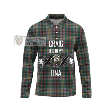 Craig Ancient Tartan Long Sleeve Polo Shirt with Family Crest DNA In Me Style