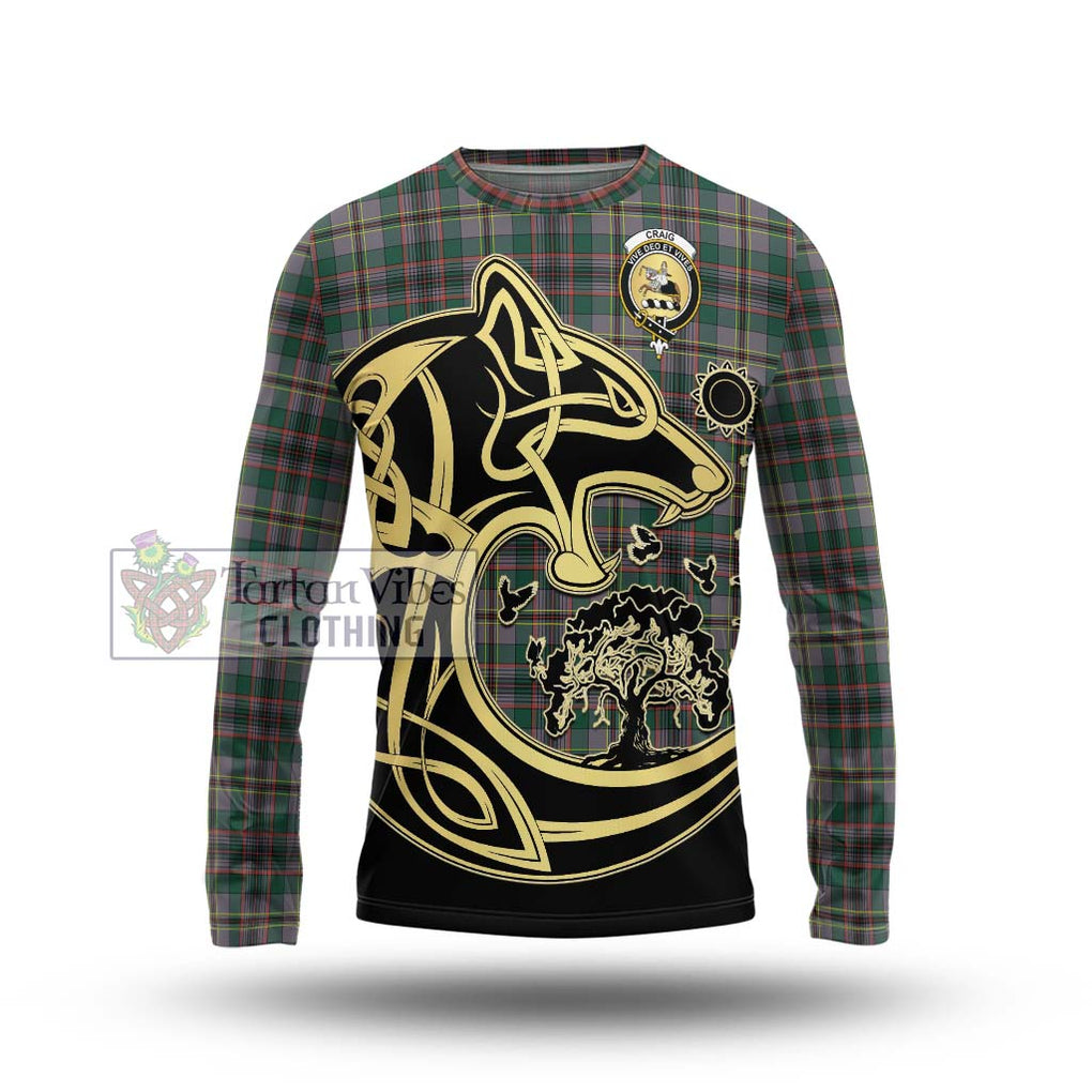 Craig Ancient Tartan Long Sleeve T-Shirt with Family Crest Celtic Wolf Style Unisex - Tartan Vibes Clothing