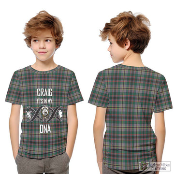 Craig Ancient Tartan Kid T-Shirt with Family Crest DNA In Me Style