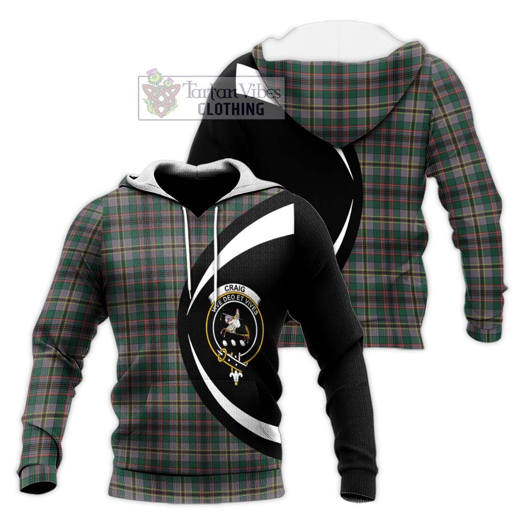 Craig Ancient Tartan Knitted Hoodie with Family Crest Circle Style Unisex Knitted Pullover Hoodie - Tartan Vibes Clothing