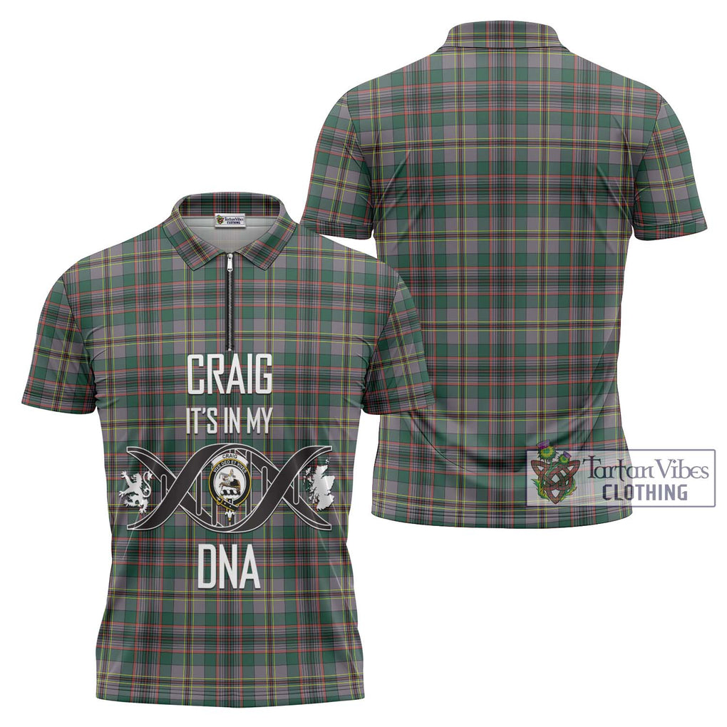 Craig Ancient Tartan Zipper Polo Shirt with Family Crest DNA In Me Style Unisex - Tartanvibesclothing Shop