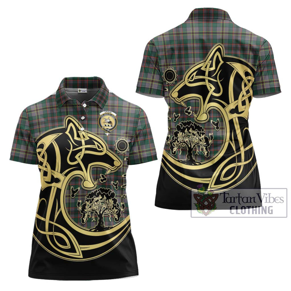 Craig Ancient Tartan Women's Polo Shirt with Family Crest Celtic Wolf Style Women - Tartanvibesclothing Shop