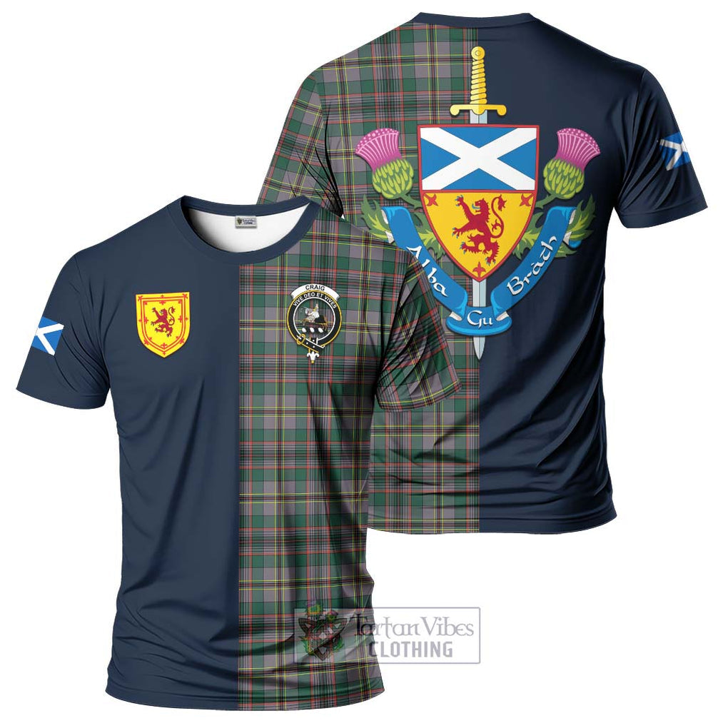 Tartan Vibes Clothing Craig Ancient Tartan T-Shirt Alba with Scottish Lion Royal Arm Half Style