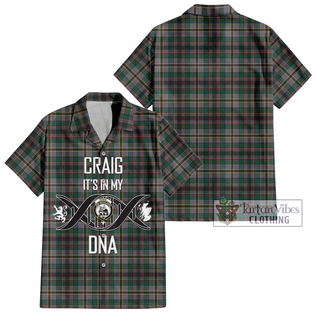 Craig Ancient Tartan Short Sleeve Button Shirt with Family Crest DNA In Me Style Kid - Tartanvibesclothing Shop