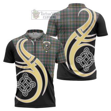 Craig Ancient Tartan Zipper Polo Shirt with Family Crest and Celtic Symbol Style