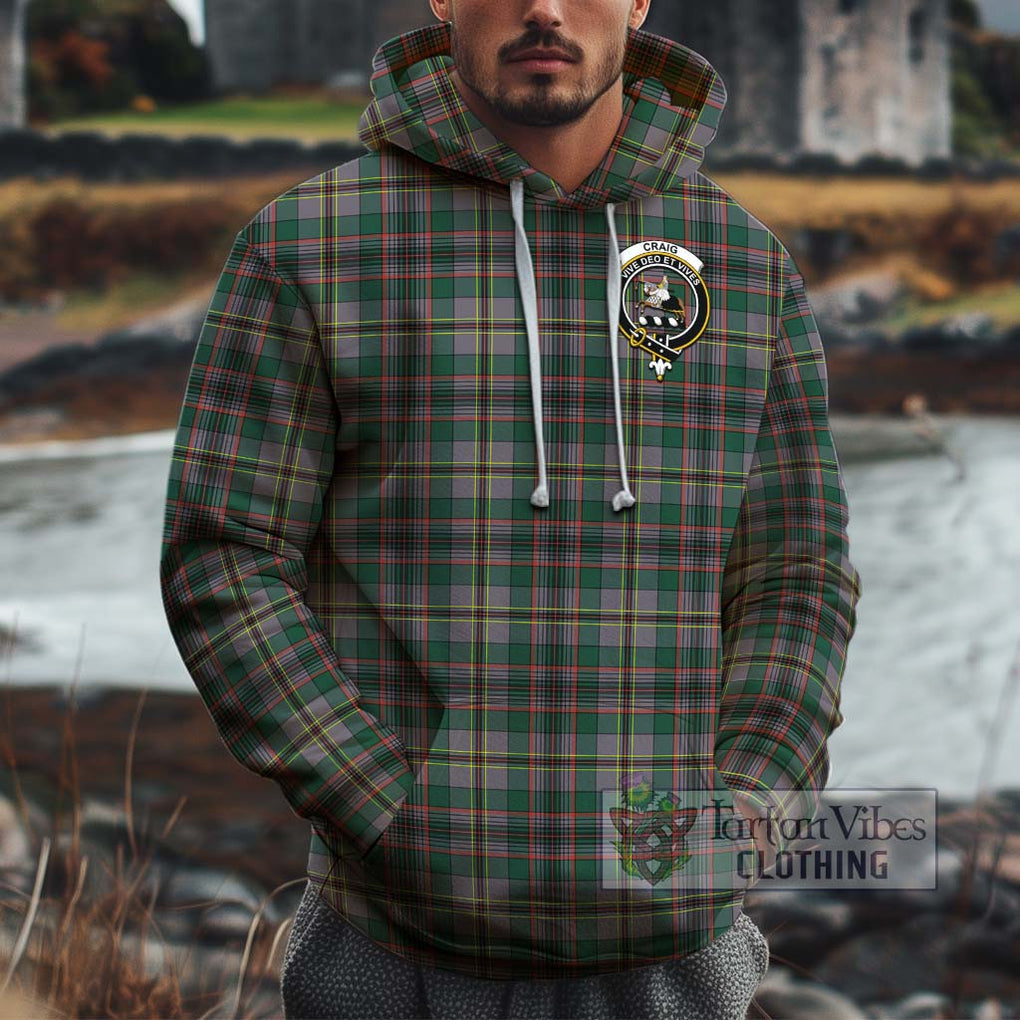 Craig Ancient Tartan Cotton Hoodie with Family Crest Pullover Hoodie XS - Tartan Vibes Clothing