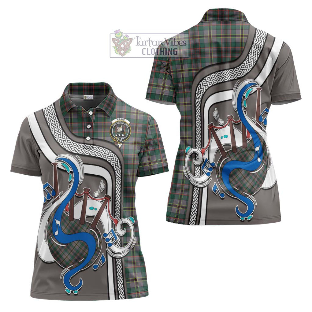 Craig Ancient Tartan Women's Polo Shirt with Epic Bagpipe Style Women - Tartanvibesclothing Shop