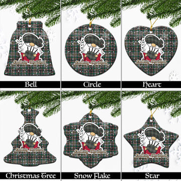 Craig Ancient Tartan Christmas Ceramic Ornaments with Scottish Gnome Playing Bagpipes