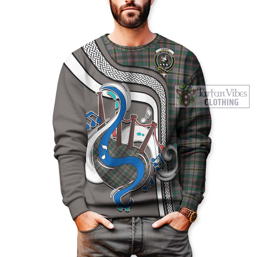 Craig Ancient Tartan Sweatshirt with Epic Bagpipe Style Unisex - Tartanvibesclothing Shop