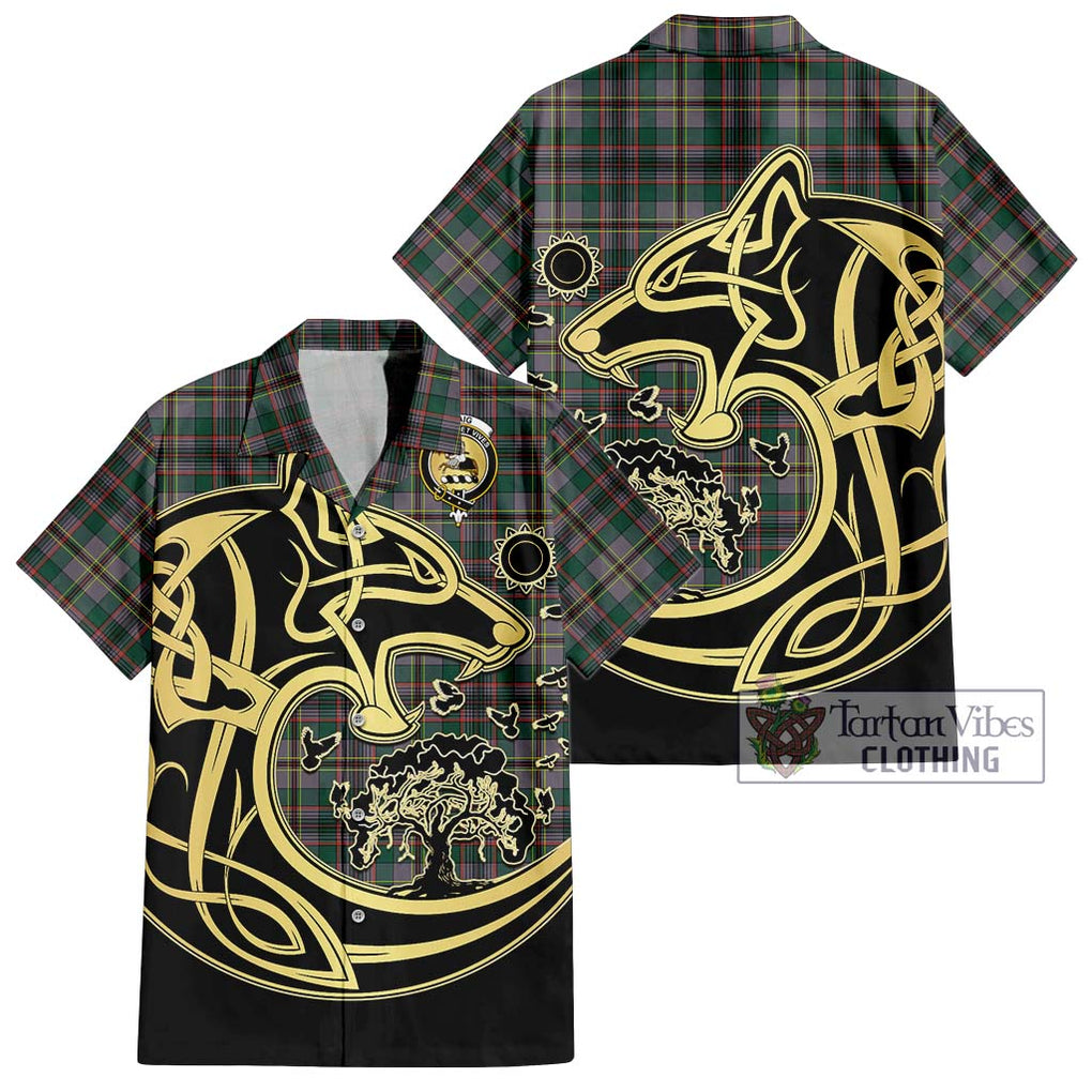 Craig Ancient Tartan Short Sleeve Button Shirt with Family Crest Celtic Wolf Style Kid - Tartan Vibes Clothing