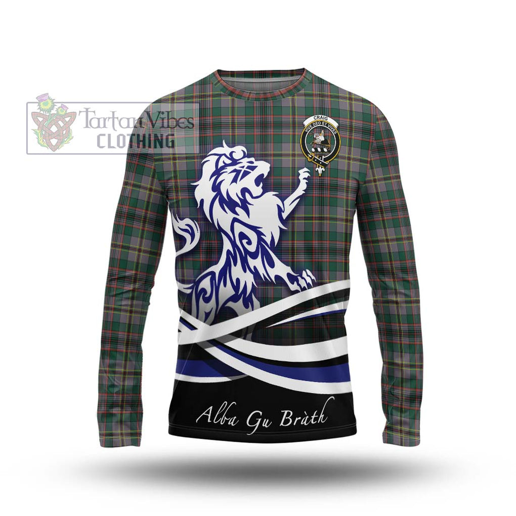 Craig Ancient Tartan Long Sleeve T-Shirt with Alba Gu Brath Regal Lion Emblem Unisex - Tartanvibesclothing Shop