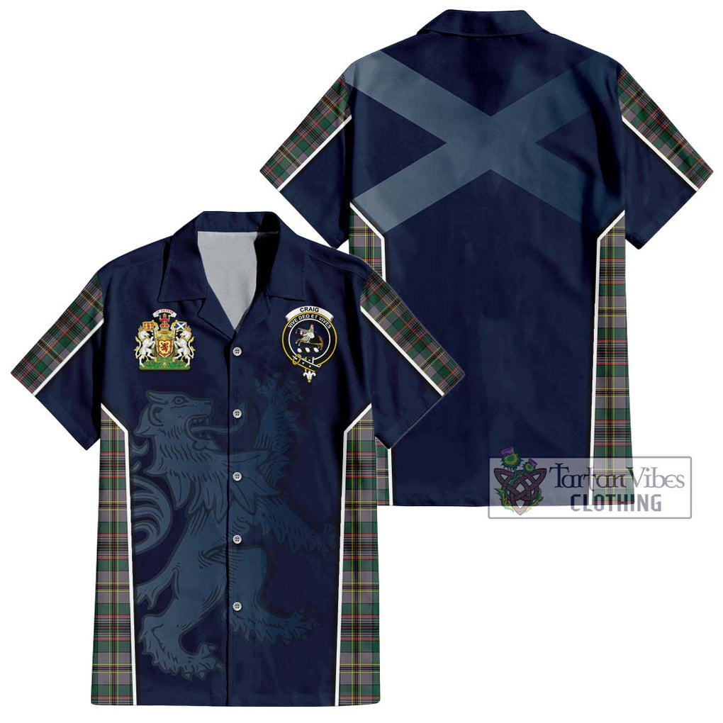 Craig Ancient Tartan Short Sleeve Button Shirt with Family Crest and Lion Rampant Vibes Sport Style Kid - Tartan Vibes Clothing