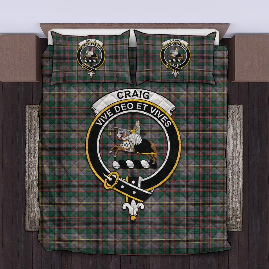 Craig Ancient Tartan Quilt Bed Set with Family Crest Twin - Tartan Vibes Clothing