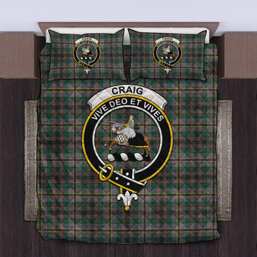 Craig Ancient Tartan Quilt Bed Set with Family Crest