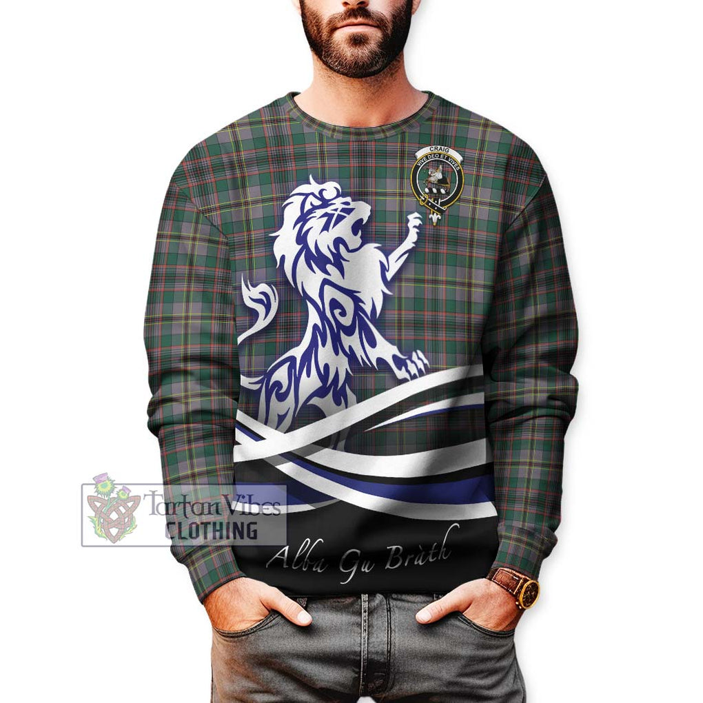 Craig Ancient Tartan Sweatshirt with Alba Gu Brath Regal Lion Emblem Unisex - Tartanvibesclothing Shop