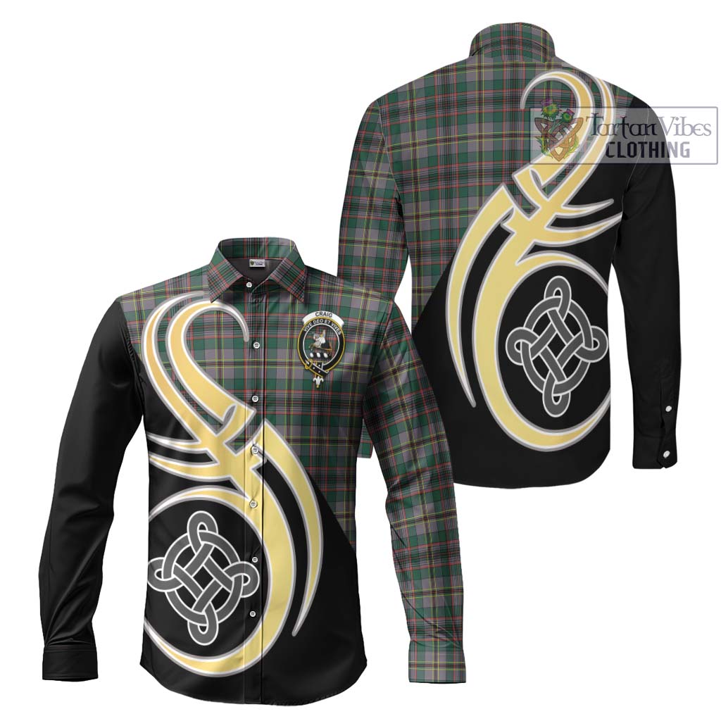 Craig Ancient Tartan Long Sleeve Button Shirt with Family Crest and Celtic Symbol Style Men's Shirt S - Tartan Vibes Clothing