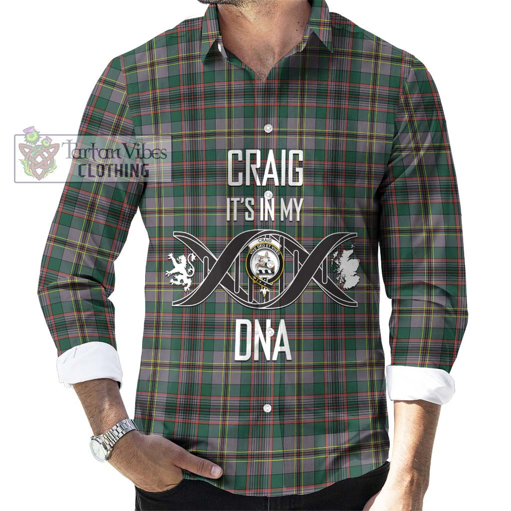 Craig Ancient Tartan Long Sleeve Button Shirt with Family Crest DNA In Me Style Men's Shirt S - Tartanvibesclothing Shop