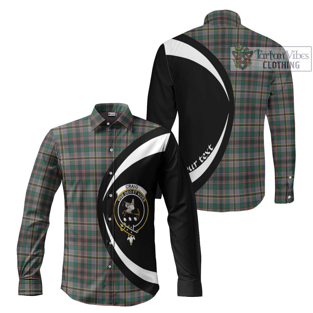 Craig Ancient Tartan Long Sleeve Button Up with Family Crest Circle Style Men's Shirt S - Tartan Vibes Clothing