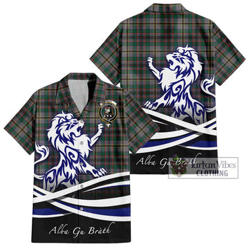 Craig Ancient Tartan Short Sleeve Button Shirt with Alba Gu Brath Regal Lion Emblem